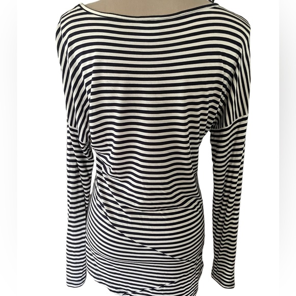 CAbi Boat Stripes Navy/White Nautical Asymmetrical Long Sleeve Tee - Picture 5 of 9